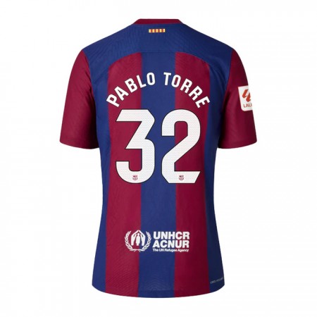 Koszulka FC Barcelona Pablo Torre 32 Domowe 2023-24 Koszulki Piłkarskie Krótki Rękaw